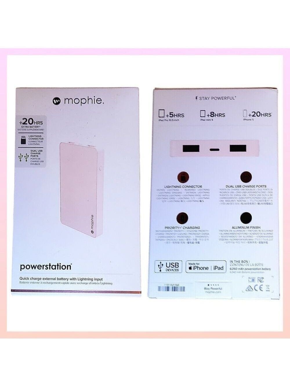 MOPHIE POWERSTATION EXTERNAL BATTERY 6040MAH ROSE GOLD